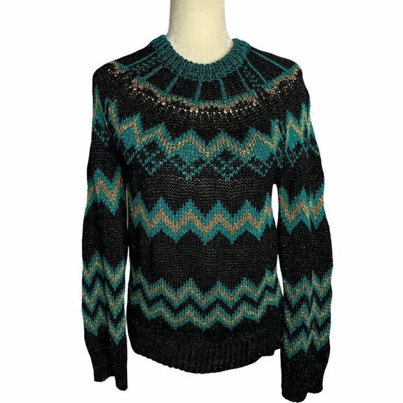 Nude Brand Metallic Loose Knit Pullover Sweater S - Picture 2 of 6